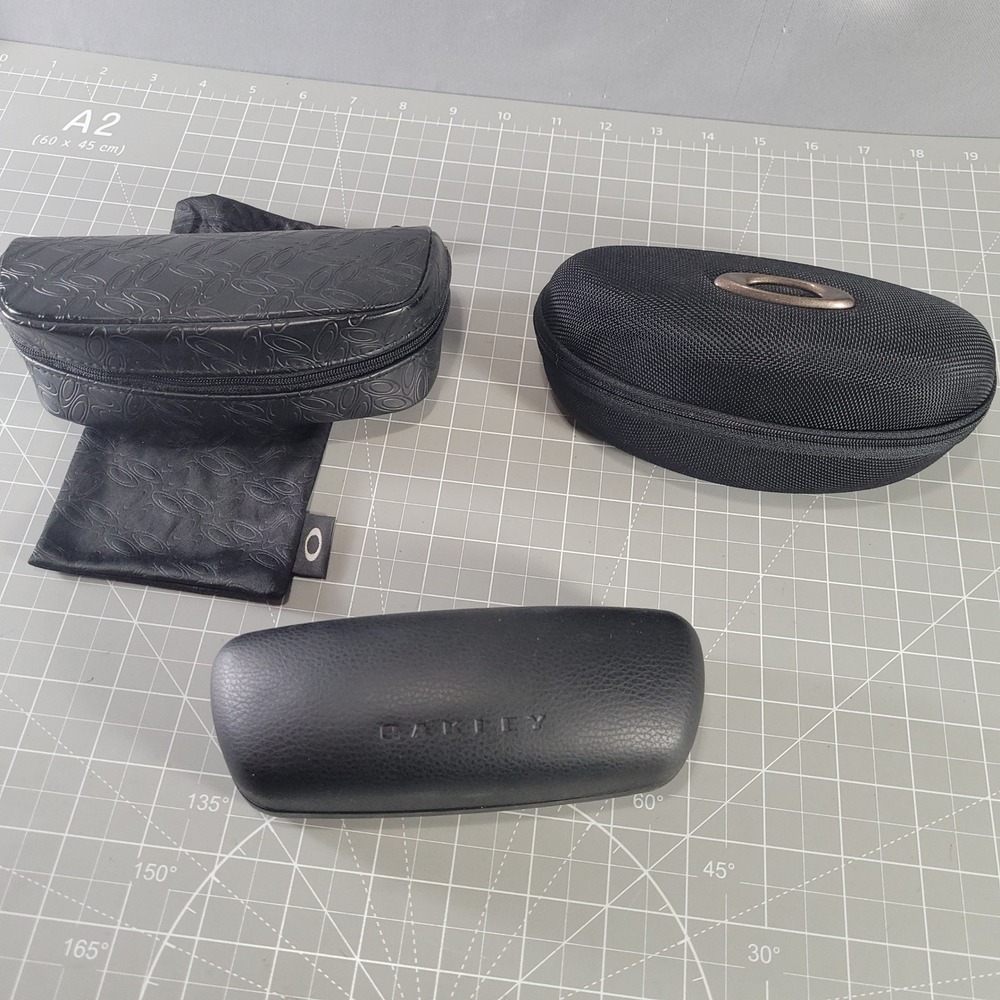 Oakley Sunglasses Case Lot 3 Black Hard Shell Soft Pouch Bundle